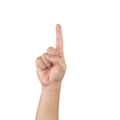 Asian Hand Shows And Counts 1 Finger On Isolated White Background With Clipping Path Asian Hand Shows And Counts 1 Finger On Isolated White Background With Clipping Path