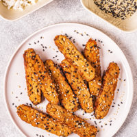 Fried Tempeh With Sesame Seeds. Fried Tempeh With Sesame Seeds.